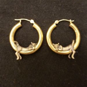 14k gold cat hoop earrings carla corp.